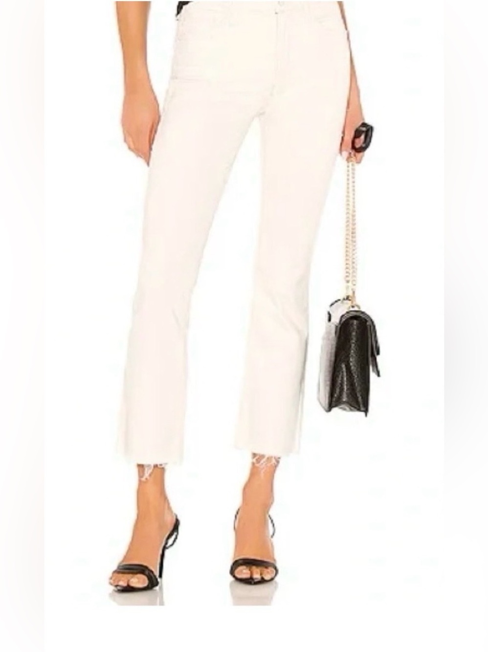 Mother Insider Crop Fray Jeans Cream Puff